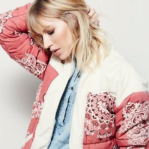 Free People Bandana Printed Poplin Quilted Coat